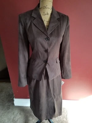 Talbots Falda Traje Blazer Chaqueta Talla Med 10 8 Nuevo Con Etiquetas Nuevo Marrón SUAVE Negocios Formal Foto 1 de 4