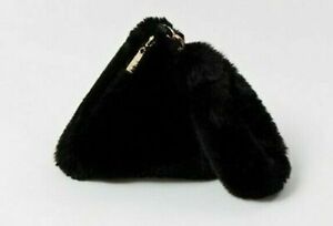 Pia Rossini Faux Fur Small Bag with Detachable Handle, Black