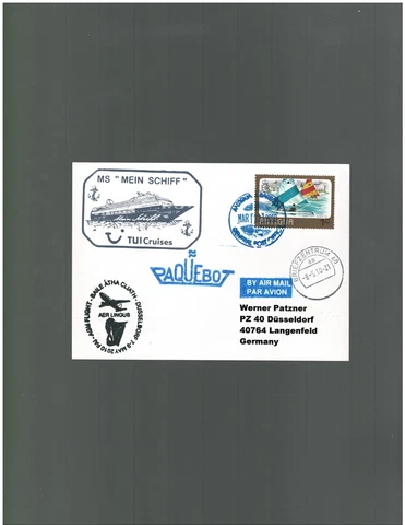 Antigua First Flight Cover to Dusseldorf Germany 2010 Aer Lingus Paquebot Cover