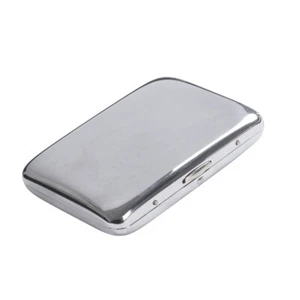 Stainless Steel Silver Mirror Smoke Cigarette Case Metal Box Hold 18 Cigarettes - Foto 1 di 8