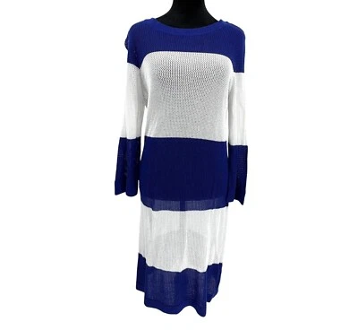 Tommy Bahama Mujer Vestido de Natación Costero Talla L Azul Marino Tejido Abierto Náutico Foto 1 de 4