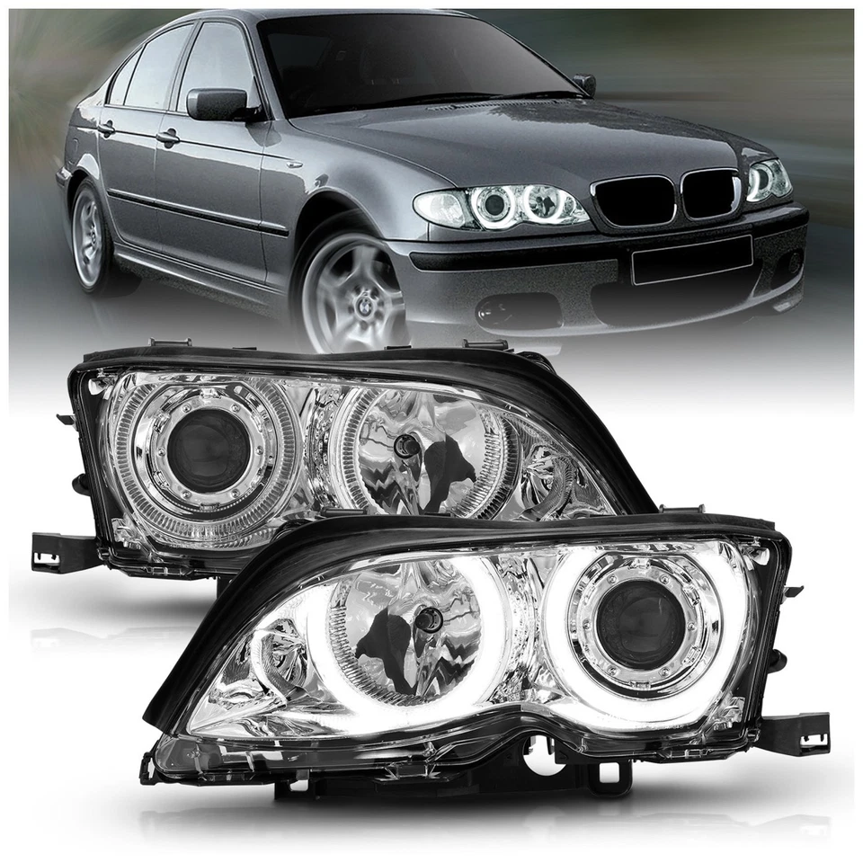 Anzo 121212 Headlight For 2002-2005 BMW 325i Left & Right Halogen Chrome Housing - Image 1 of 4