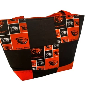 Oregon State Beavers Quilted Shoulder Tote Bag NCAA OSU Orange Black Patchwork - Picture 1 of 13