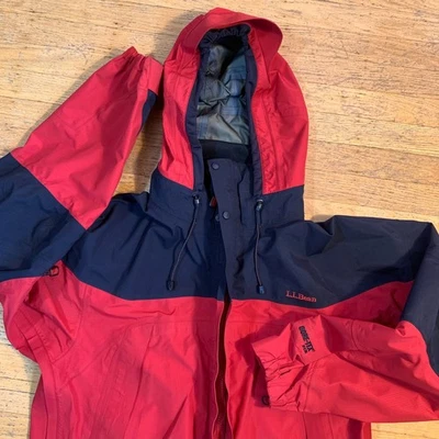 Jaqueta com capuz LL Bean masculina média Gore-Tex XCR vermelha preta Y2K capa de chuva zíper completo - Imagem 1 de 4