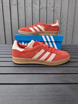 Adidas Gazelle Indoor Better Scarlet Wonder White Gum-Soled Trainers Size 8.5 UK - Image 1 of 4