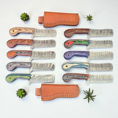 Cuchillos cortadores Cowboy Bull | Lote de 10 | Acero Damasco | Pakka y madera de rosa | D973 Foto 1 de 4