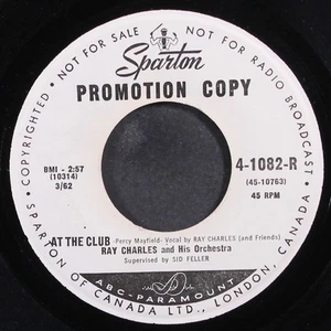 RAY CHARLES: at the club SPARTON 7" Single 45 RPM Canada - Picture 1 of 2