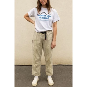 Vintage Gramicci Pants Womens Medium Tan Cotton Blend Elastic Waist Hiking - Picture 1 of 14
