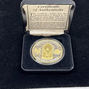 1998 Environment Yankees Padres World Series .999 Fine Silver Coin w/Gold - Bild 1 von 10