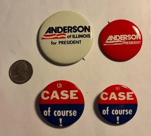 (2) ANDERSON 1980 ELECCIONES PRESIDENCIALES Y (2) ESTUCHE 1978 BOTONES CAMPAÑA BOTÓN - Imagen 1 de 2