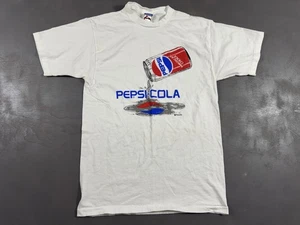 Vintage Pepsi Shirt Mens Large White Pepsi-Cola Made USA Single Stitch 90s - Picture 1 of 9