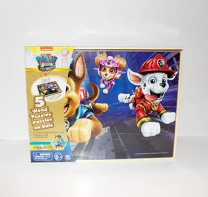 Paw Patrol the Movie 56 Pieces 5 Wood Jigsaw Puzzles Spinmaster 2021 BRAND NEW - Picture 1 of 6