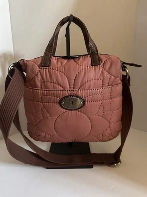 Fossil Key-Per Pink Quilted Crossbody Shoulder Hand Bag Purse Leather Trim - Image 1 of 4