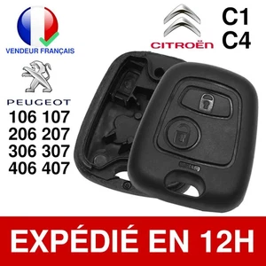 Coque Clé Peugeot 206 Vierge Compatible 106 107 207 306 307 2 Boutons Sans Lame - Picture 1 of 8