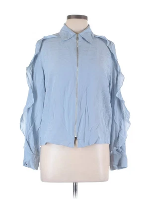 Женский синий шелковый топ Sonia от Sonia Rykiel с длинным рукавом 42 французский - Изображение 1 из 2