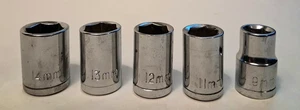 SOCKETS METRIC 3/8 DRIVE - 6 PT - 14mm, 13mm, 12mm, 11mm, 8mm - UNBRANDED - Picture 1 of 5