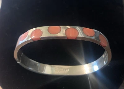 Brazalete con bisagras Taxco de plata de ley con coral rosa 6”, 36,1 G, firmado Cielo Azul. Foto 1 de 4