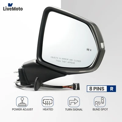 Right Side Mirror For 2019-2021 Chevrolet Blazer Outside Rear View Black 8 Pin - Image 1 of 4