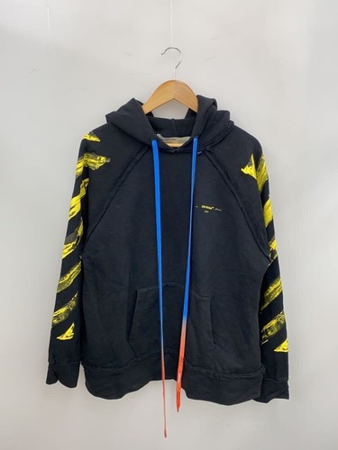 OFF WHITE FELPA CON CAPPUCCIO STAMPA FRECCIA POSTERIORE PULLOVER XS COTONE Nero OMBB057F19E30057