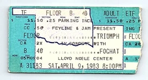 Triumph Foghat Konzert Ticket Stub 9. April 1983 Oklahoma City - Bild 1 von 7