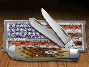 Case xx Knives Mini Trapper Jigged Amber Bone Pocket Knife Stainless 00013 - Picture 1 of 4