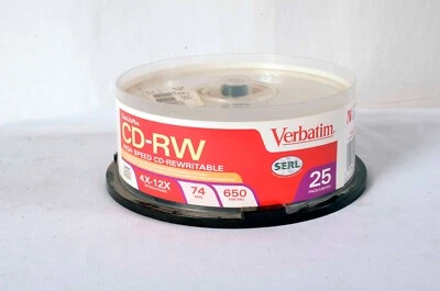 24 Verbatim CD-RW 12x, 74 min., 650 MB High Speed Rewritable CD's - Image 1 of 4