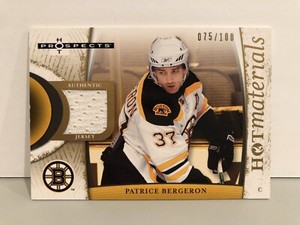 2007-08 Fleer Hot Prospects Hot Materials HM-PB Patrice Bergeron Jersey 075/100!