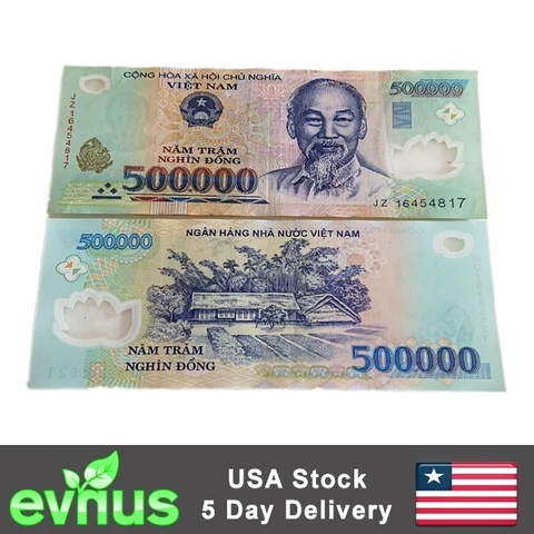 1,000,000 VND Vietnam Banknotes 1000k Vietnam Dong Currency 2pcs 500k Money Cover