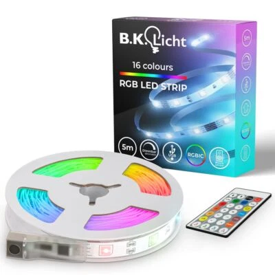 5m LED Strip Magic RGB Band Musiksensor Lichtstreifen selbstklebend Farbwechsel - Bild 1 von 4