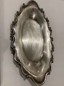 Antique FB Rogers Oval Metal Serving Tray 12 1/2", Need Some Polished. - Picture 1 of 5