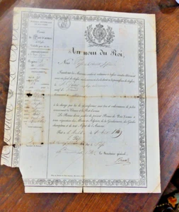 La rochelle 1849 grand permis de chasse accordé à un employé des douanes - Picture 1 of 3