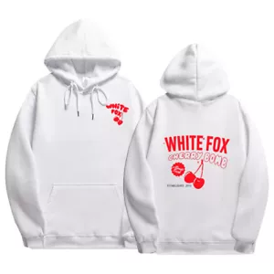 Ladies White Black Pocket Fox Hoodie Sweatshirt Vinted Jumper Pullover Couple UK - Picture 1 of 25