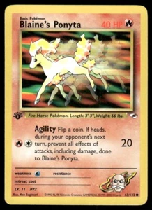 Pokemon Tcg WOTC NM Blaine's Ponyta [1st Edition] #63 Gym Heroes - Picture 1 of 2