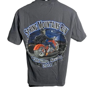 Spring Mountains Run Biker T Shirt M Grey Crewneck Short Sleeve Skull Nevada - Picture 1 of 7