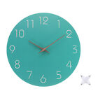 12 Inch Wall Clock, Battery Operated Non-ticking Round Wall Clocks, Light Green