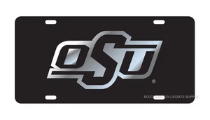 OSU OKLAHOMA STATE Cowboys Black Mirrored License Plate / Car Tag - Picture 1 of 1