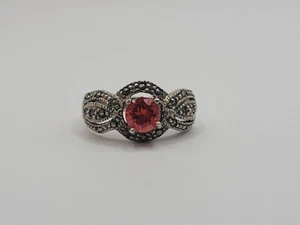 Vintage Red Stone w/ Accents 5.3g Sterling Silver Size 9 Ring - Picture 1 of 5