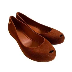 Melissa Flats Womens Size 10 Ultragirl Ballet Peep Toe Suede Cognac - Picture 1 of 9