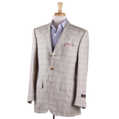 NUEVO CON ETIQUETAS $3795 D'AVENZA Abrigo deportivo a cuadros cachemir-seda 40 R (UE 50) Foto 1 de 4