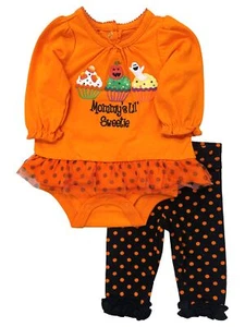 Infant Girls Halloween Outfit Mommy's Sweetie Dress Bodysuit Leggings Set - Picture 1 of 2