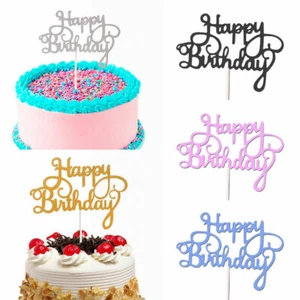 10PCS Party Supplies Happy Birthday Decor Glitter Paper Cake Topper Dessert - Picture 1 of 16