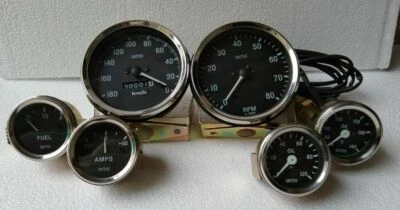 Smiths 52mm Kit Oil Temp Oil Fuel Amp Gauge 100mm Speedometer Tachometer - Image 1 of 4