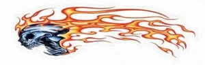 SKULL SPEED FIRE STICKER - LEFT SIDE TATTOO STYLE decal - Picture 1 of 1