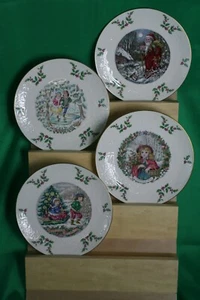 vintage  Currier & Ives 4 pc set of plates with wall angers - Picture 1 of 2