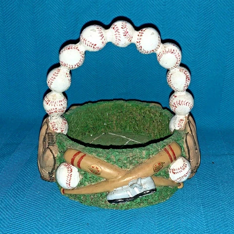 Retired MAJOR LEAGUE BASEBALL Mitt Glove Bat Diamond Vanity Basket Dish ❤️sj10m1 Cover