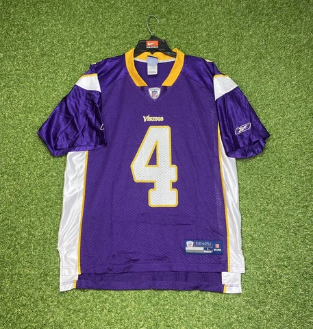 Vintage Reebok Minnesota Vikings Brett Favre #4 Jersey NFL Purple L P2 Cover