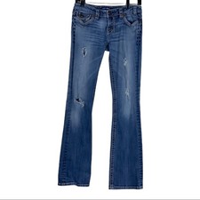 MEK Blue Slim Bootcut Distressed Denim Men's Jean Pants Size 27X34