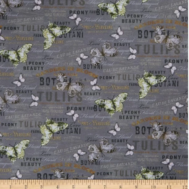 BTY M Miller MON AMI 灰色感伤印花 100% 棉被子织物 YARD 出品 — 第 1/1 张图片