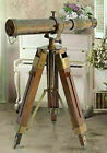 Nautical Vintage Antique Decorative Solid Brass Telescope w/ Wooden Gift Tripod