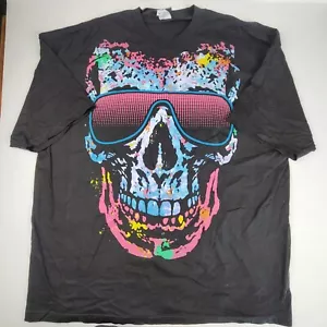 Vintage Y2K Liquid Blue Skull T-Shirt Herren 3XL schwarz Grafikdruck - Bild 1 von 8